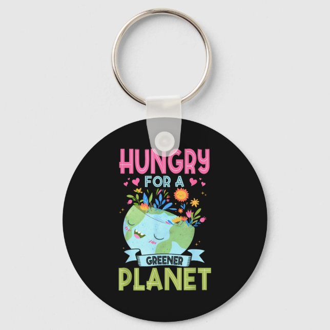 Chaveiro Dia da Terra com fome de um planeta mais verde eco (Frente)