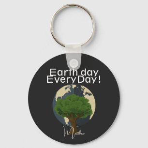 Chaveiro Dia da Terra todos os dias, vá verde, ciência da a