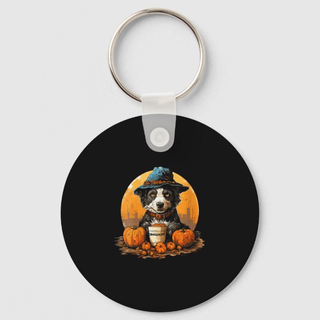 Chaveiro Dia das bruxas do cachorro das mulheres  (Frente)