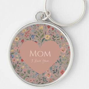Chaveiro Dia das Mães,Eu Te Amo,Padrão de Flores,Coração de