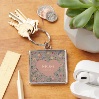 Chaveiro Dia das Mães,Eu Te Amo,Padrão de Flores,Coração de