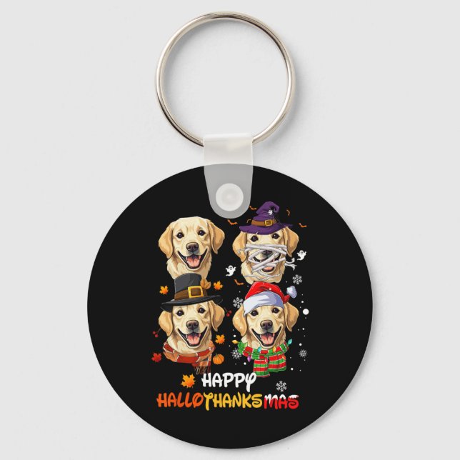 Chaveiro Dia de Ação de Graças de Labrador Dog Hallothanksm (Frente)