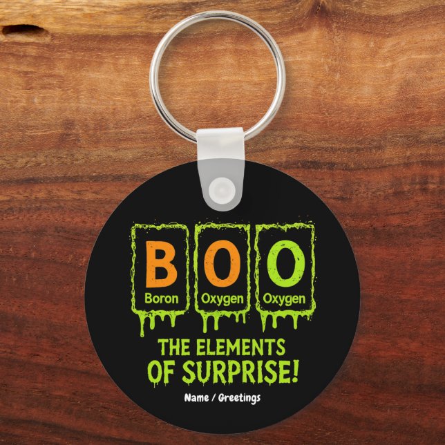 Chaveiro Dia de as Bruxas engraçado Boo Elements Science Su (Frente)