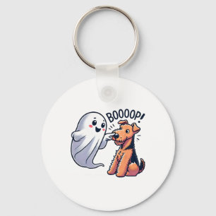 Chaveiro Dia de as Bruxas engraçado Ghost Airedale Terrier