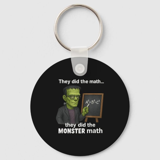 Chaveiro Dia de as Bruxas engraçado Monstro Math Pun, Teach (Frente)