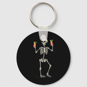 Chaveiro Dia de as Bruxas engraçado Skeleton Bebendo Bloody