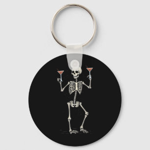 Chaveiro Dia de as Bruxas engraçado Skeleton Bebendo Manhat