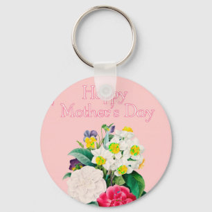 Chaveiro Dia de as mães Feliz da Bouquest Floral Rosa Vinta