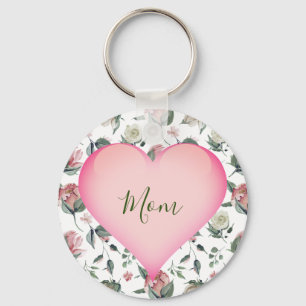 Chaveiro dia de as mães Floral Moderno Cor-de-Rosa Pessoal