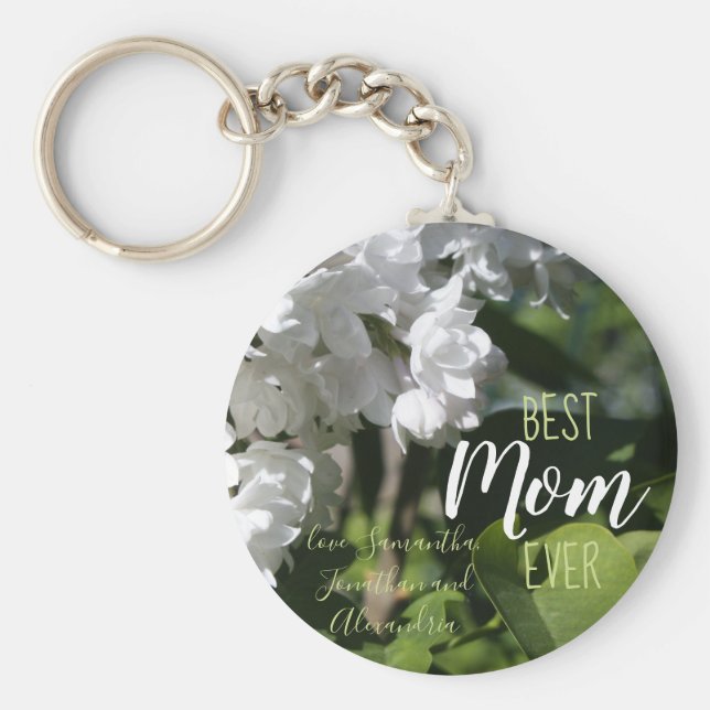 Chaveiro Dia de as mães White Lilacs Melhor Mãe Nunca (Frente)