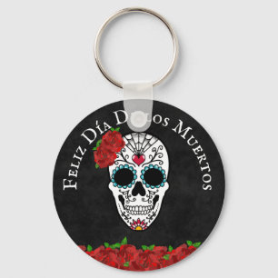 Chaveiro Dia De Los Muertos Red Turquoise Crânio