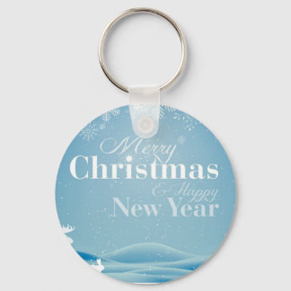 Chaveiro Dia de neve com flocos de neve e coelho