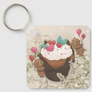 Chaveiro Dia de os namorados: Ursos de Cupcake e Teddy