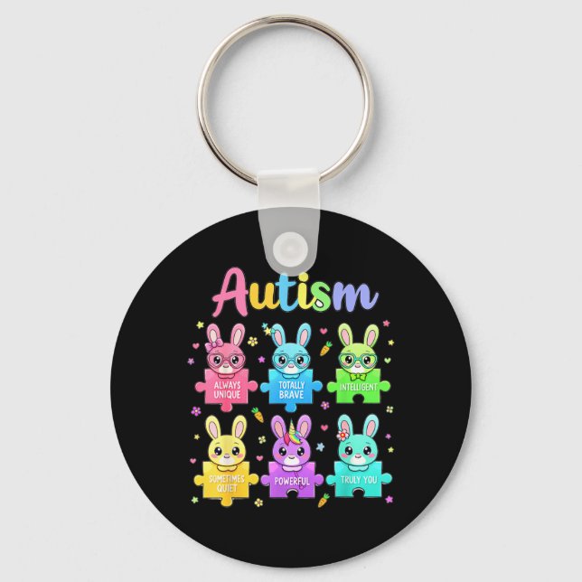 Chaveiro Dia de Páscoa de Conscientização do Autismo Caça a (Frente)