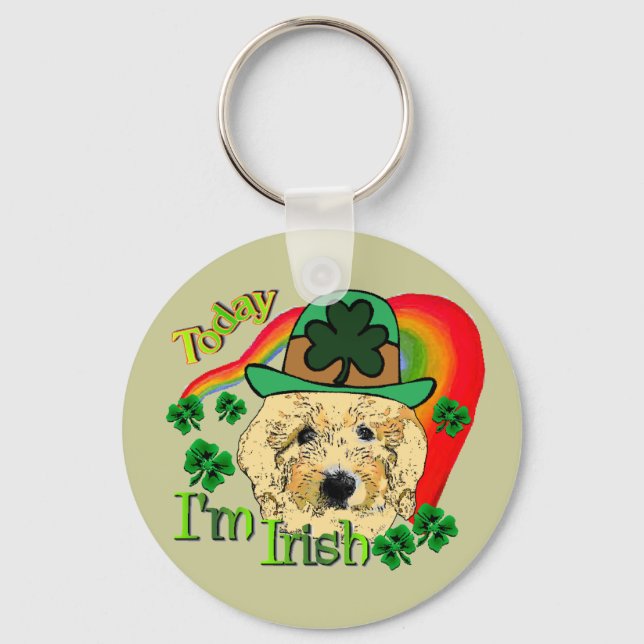 Chaveiro Dia de São Patrício Goldendoodle (Frente)