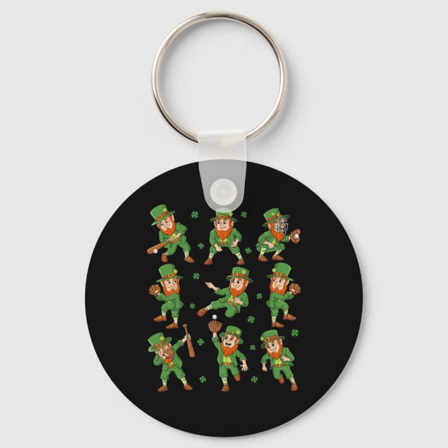 Chaveiro Dia de São Patrício Leprechaun Baseball Player Boy (Frente)