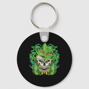 Chaveiro Dia de São Patrício Leprechaun Skull Shamrock