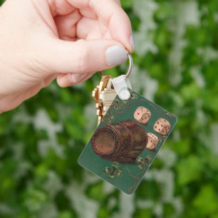 Chaveiro Dia de São Patrício Vintage, Sorte Dados Irlandese