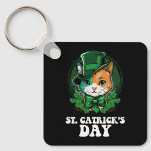 Chaveiro Dia de St Catricks Amantes de Gatos Dia de São Pat