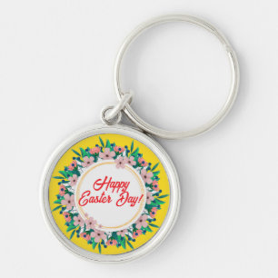 Chaveiro Dia Do felz pascoa Com Quadro Floral-23046