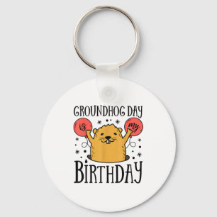 Chaveiro Dia do Marmota É Meu Aniversário Divertido Retro F
