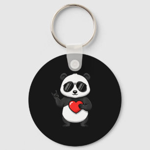 Chaveiro dia dos namorados panda fofo coração rocha mão mús