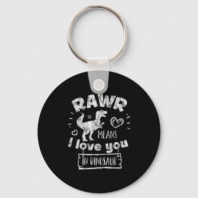 Chaveiro Dia dos Namorados T-rex Rawr Significa Eu Te Amo E (Frente)