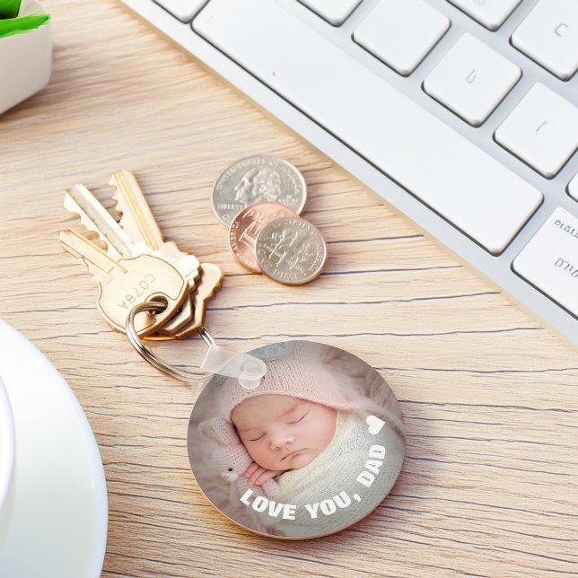 Chaveiro Dia dos Pais Amor Você Foto (Father's Day Love You Photo Keychain)