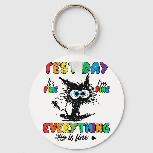 Chaveiro Dia Engraçado Professor de Gato Estressado Estudan (Frente)