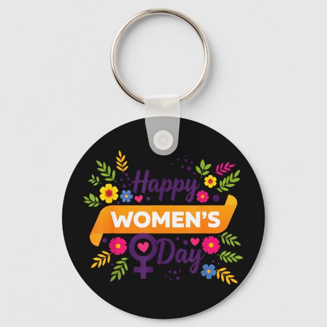 Chaveiro dia internacional da mulher marcha 8 rosa feminist (Frente)