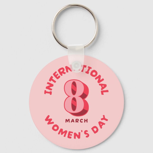 Chaveiro Dia Internacional da Mulher Rosa, 8 de março (Frente)