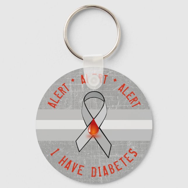 Chaveiro Diabetes Alert Key Chain Awareness Ribbon (Frente)