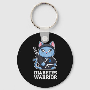 Chaveiro Diabetes Consciência Azul Fita Ninja Gato Diabetes