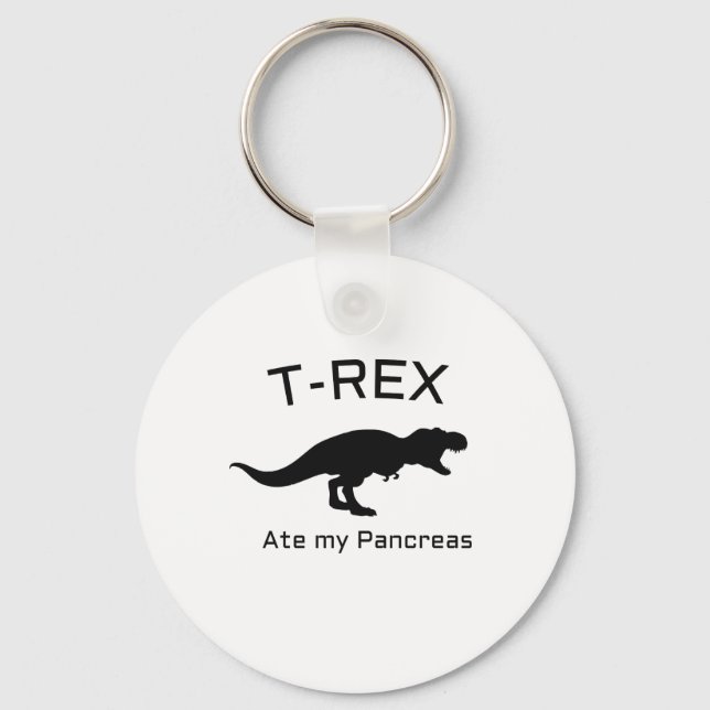 Chaveiro Diabetes Engraçados T-rex Ate my Pancreas (Frente)