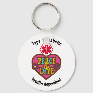 Chaveiro Diabetic Alert Type 1 or 2 Personalize Heart