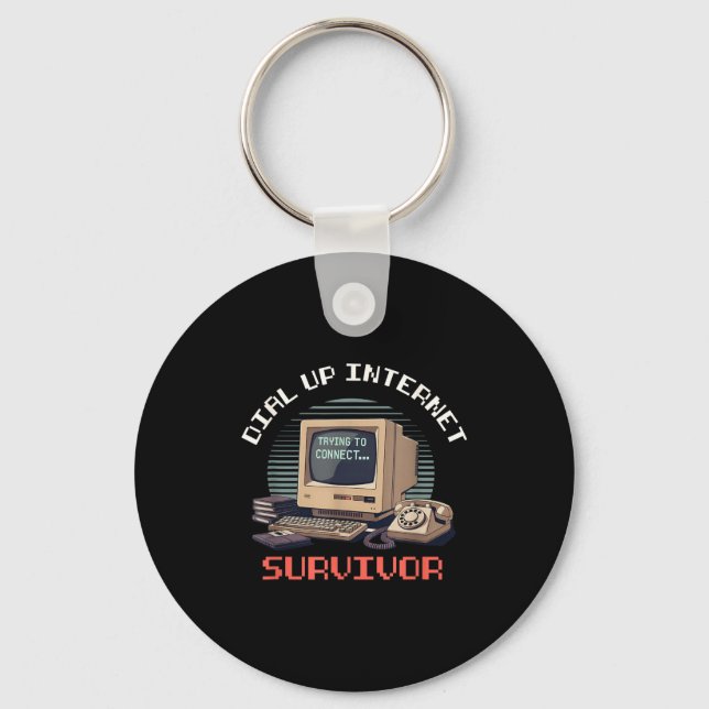 Chaveiro Dial Up Internet Survivor Funny Retro Computer Lov (Frente)