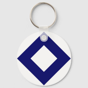 Chaveiro Diamante Branco, Borda Azul Negrito