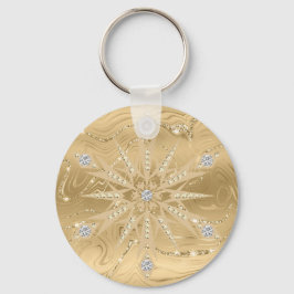 Chaveiro Diamante de Floco de Neve Dourado de luxo