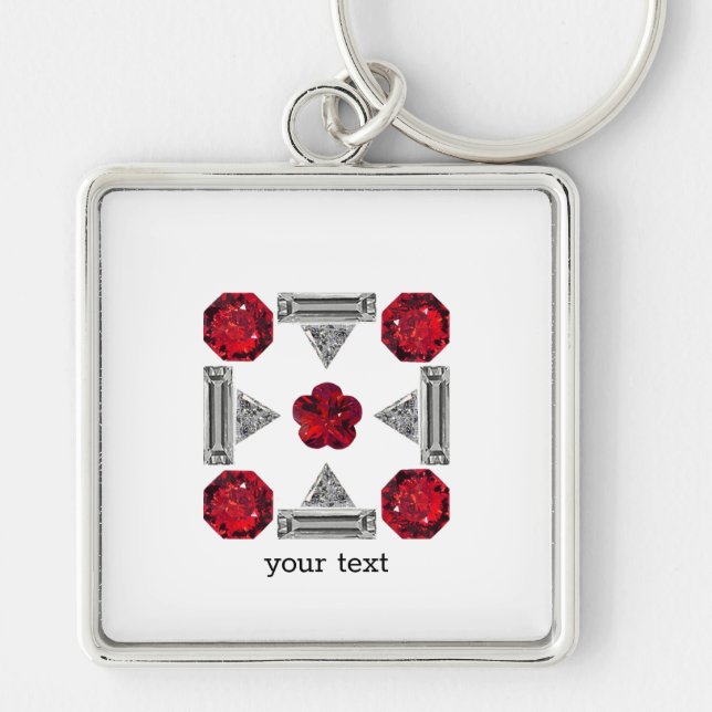 Chaveiro Diamond Ruby Gemstone Art, Red (Frente)