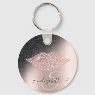 Chaveiro Diamonds Lips Glitter Ombre Rosa Dourado