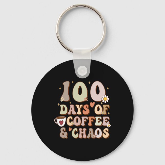 Chaveiro Dias De Café E Caos 100º Dia De Ensino (Frente)