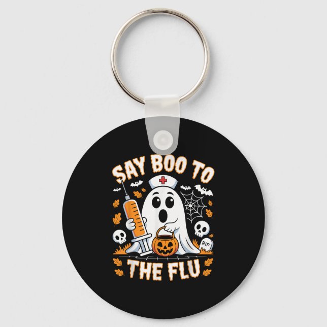 Chaveiro Diga Boo À Enfermeira Fantasma Da Gripe Design (Frente)