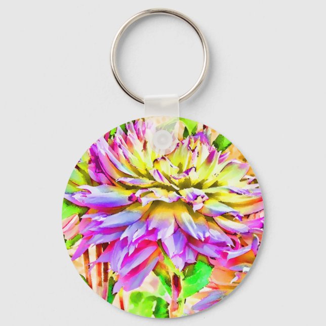 Chaveiro Digital Watercolor Dahlia (Frente)