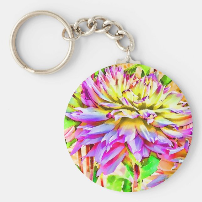 Chaveiro Digital Watercolor Dahlia (Frente)