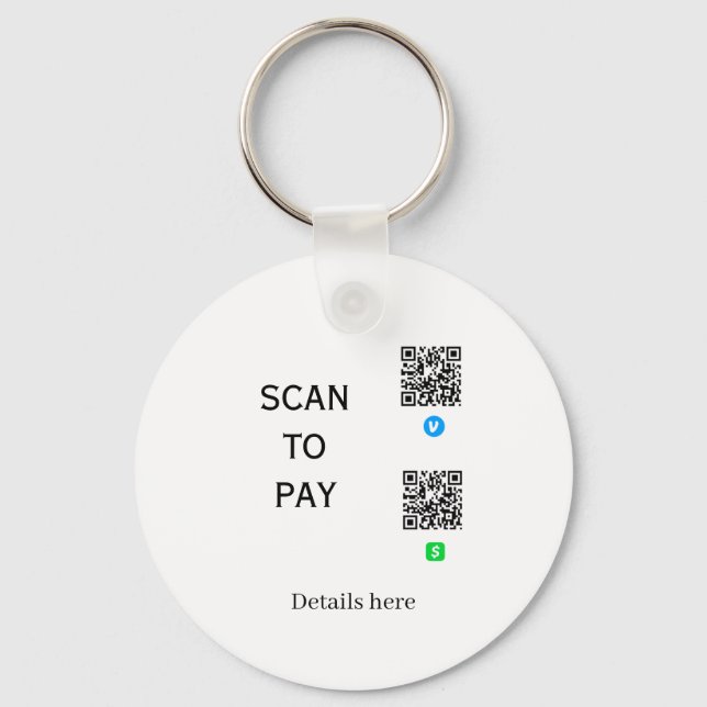 Chaveiro digitalizar para pagar detalhes do código QR do ve (Frente)