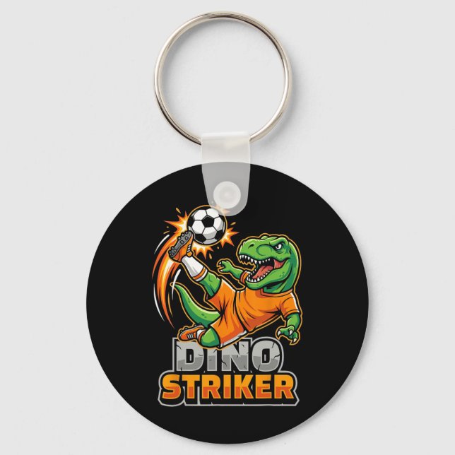 Chaveiro Dino Striker T-rex Chute de Futebol Dinossauro Eng (Frente)