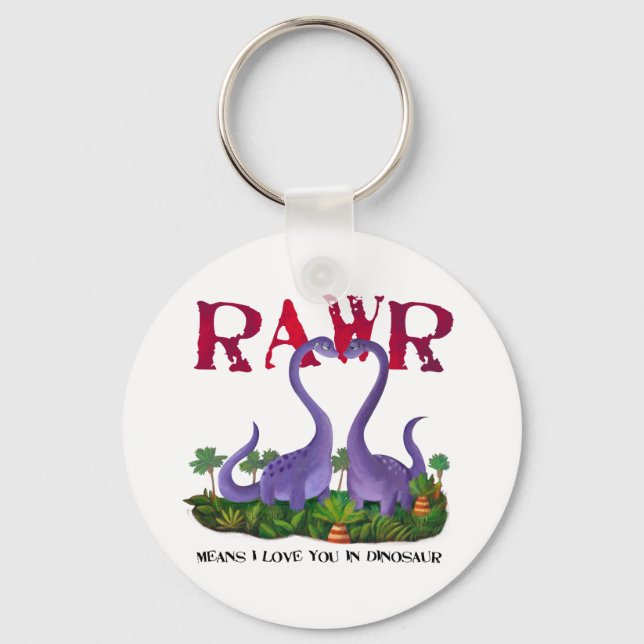 Chaveiro Dinos bonitos e românticos - Rawr (Frente)