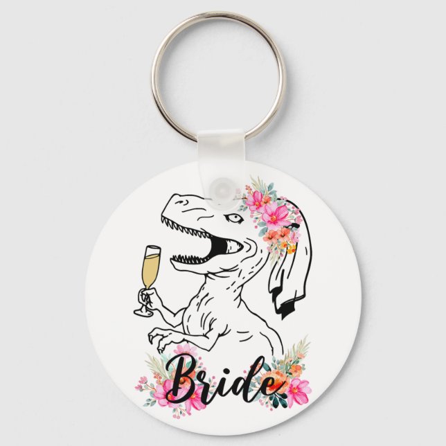 Chaveiro Dinosaur Bride Bridesmaid Floral Bachelorette (Frente)