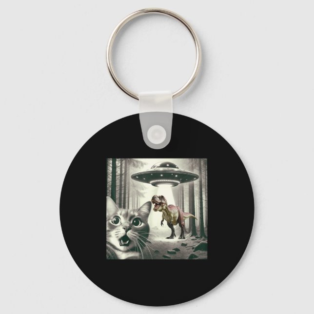 Chaveiro Dinosaur T Alien Cat Selfie UFO Rex (Frente)