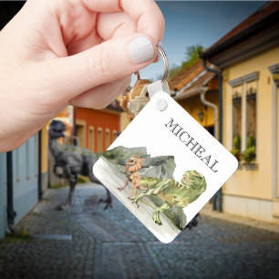 Chaveiro Dinosaur T-Rex Tyrannosaurus nome aquarela 